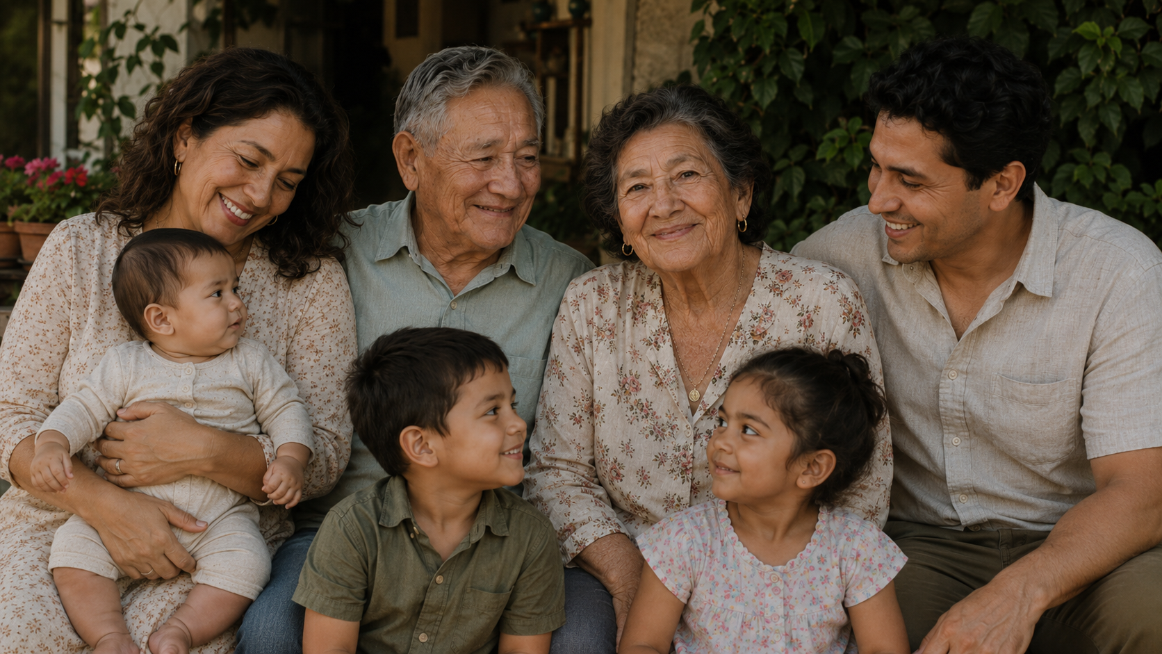 Familia de tres generaciones reunida